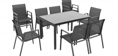 Hliníkový zahradní set Mareil XL pro 10 osob s rozkládacím stolem