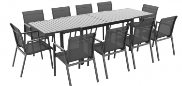 Hliníkový zahradní set Mareil XL pro 10 osob s rozkládacím stolem