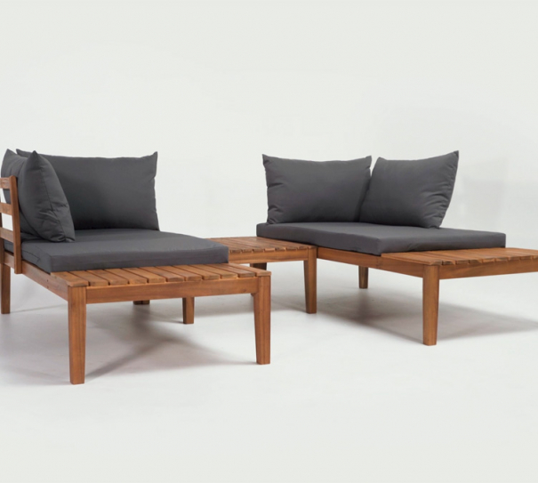 Dřevěný zahradní sedací set Wood Tanabe