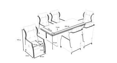 Ratanový zahradní jídelní set Largo6 stůl 220cm