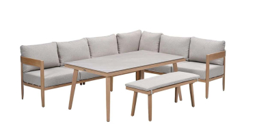 Venkovní sedací souprava Hillston7 WoodLook s vysokým stolem
