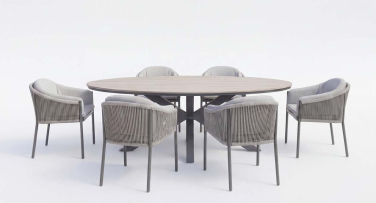 Venkovní jídelní souprava s oválným stolem Eclipse6 Polywood