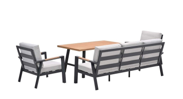 Venkovní hliníková sedací souprava s vysokým stolem Crena5 Woodlook