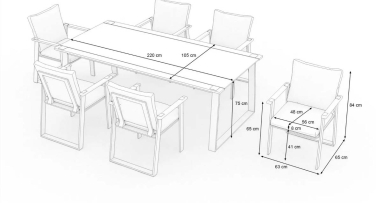 Venovní jídelní souprava Aura Dining6
