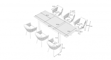Zahradní jídelní set s rozkládacím stolem Gaudes6