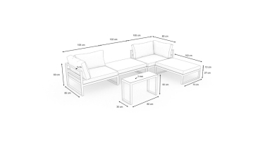 Hliníková zahradní sedací souprava Norton Modular