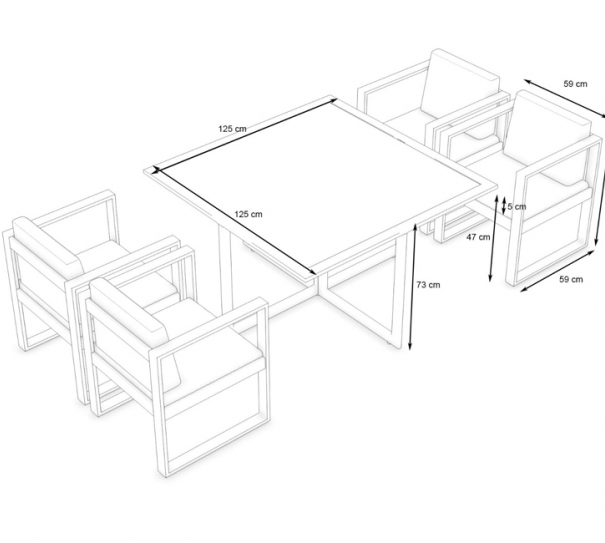 Hliníkový zahradní jídelní nábytek Delica