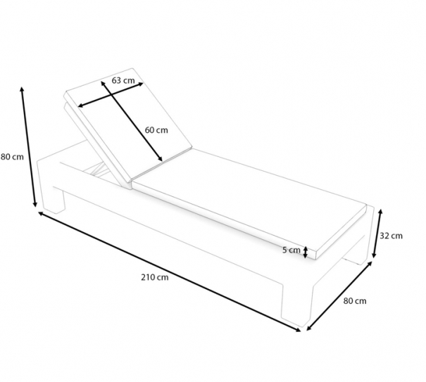 Ratanové zahradní lehátko LINEA