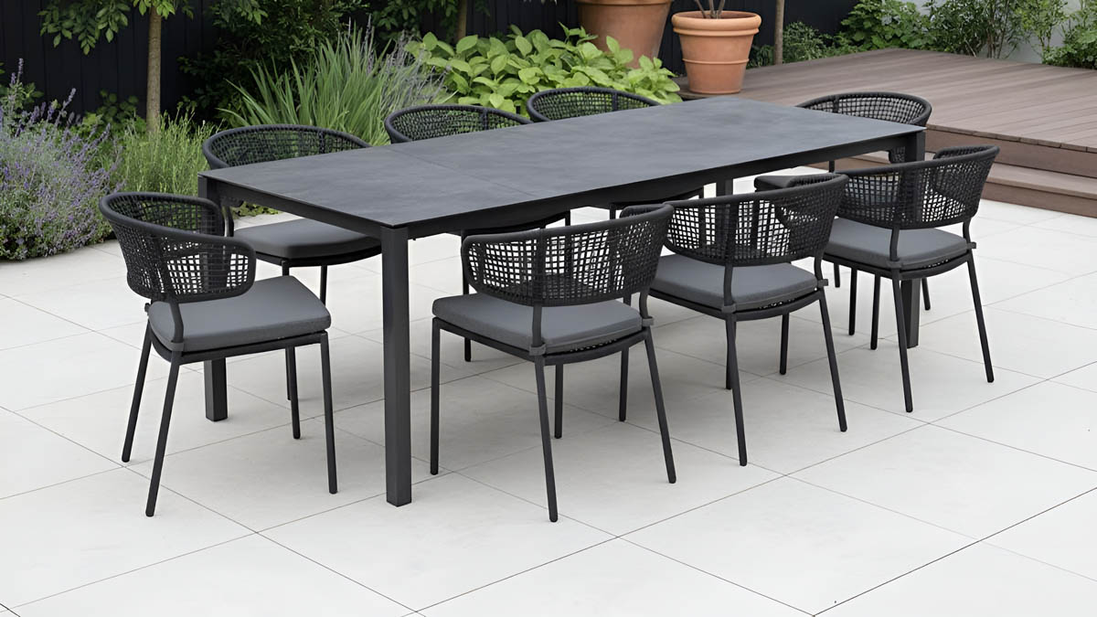 Luxusní venkovní jídelní souprava s výsuvným stolem Scalea8