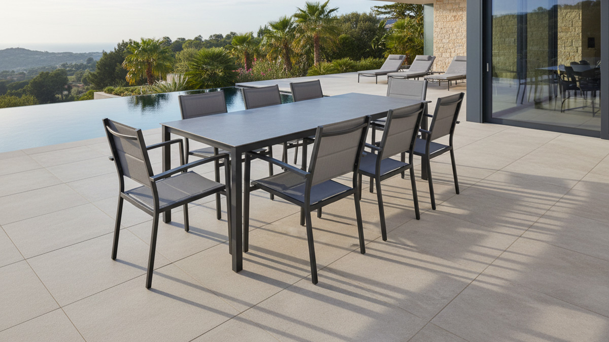 Venkovní jídelní souprava Velay8 s výsuvným stolem 160/210 Ceramic