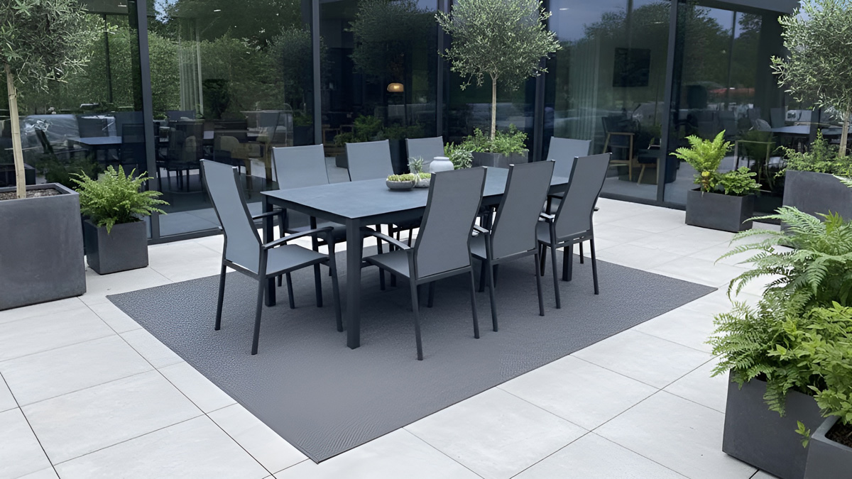Luxusní zahradní jídelní set rozkladacím stolem a polohovatelnými křesly Acco8