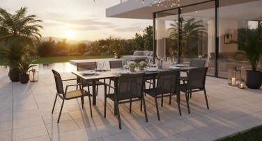 Hliníkový zahradní set Mareil L pro 8 osob s rozkládacím stolem