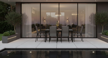 Luxusní zahradní jídelní souprava Acco6 s výsuvným stolem