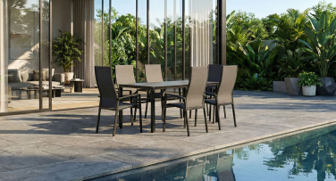 Luxusní zahradní jídelní souprava Acco6 s výsuvným stolem