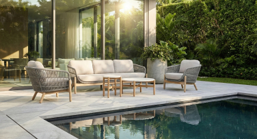 Luxusní zahradní sedací set v kombinaci rope a dřeva