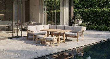 Zahradní dřevěná sedací souprava s vysokým stolem Ladera8