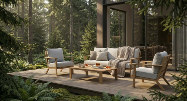 Zahradní sedací souprava Lignum5 Woodlook hliník v dokonalém designu dřeva