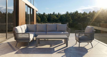 Luxusní venkoví sedací souprava Breeze7 Rope šedá taupe