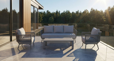 Luxusní venkoví sedací souprava Breeze5 Rope šedá taupe