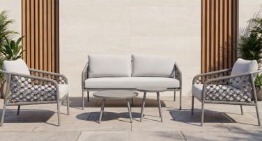 Kvalitní a odolná Venkovní sedací set Clestra Rope taupe pro hotely