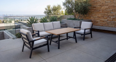 Venkovní hliníková sedací souprava s vysokým stolem Crena5 Woodlook