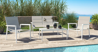 Bílý zahradní sedací set Alu White4
