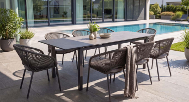 Designová zahradní jídelní souprava Veneta8 s rozkládacím stolem pro 8 osob