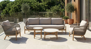 Luxusní zahradní sedací set v kombinaci rope a dřeva
