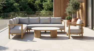 Luxusní zahradní rohová dřevěná sedací souprava Villea6