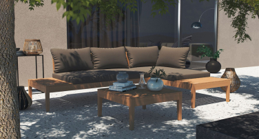 Dřevěný zahradní sedací set Wood Tanabe