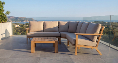 Zahradní sedací souprava Lignum5 Corner Woodlook hliníková v dokonalém designu dřeva