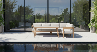 Venkovní sedací souprava Hillston5 WoodLook s vysokým stolem