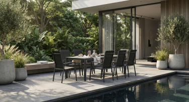 Zahradní jídelní souprava Linea8 luxusní hliníkový venkovní nábytek