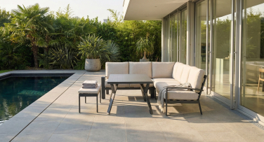 Luxusní zahradní sedací set s vysokým stolem rohový z hliníku pohodlný Danbury