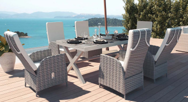 Venkovní jídelní souprava Merano6 s rozkládacím stolem