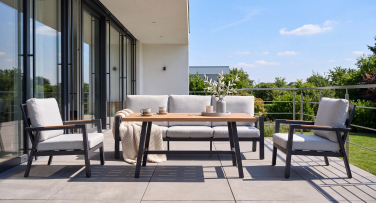 Venkovní hliníková sedací souprava s vysokým stolem Crena5 Woodlook