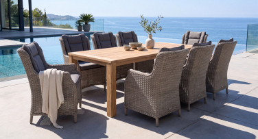 Luxusní ratanová zahradní jídelní souprava Maison8 Teak