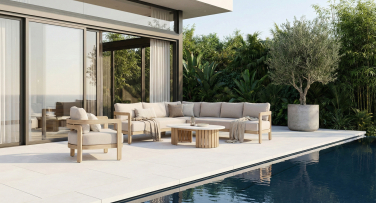 Luxusní zahradní rohová dřevěná sedací souprava Villea6