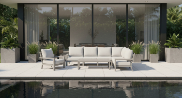 Luxusní zahradní sedací souprava Harmony7 šedá taupe hliník