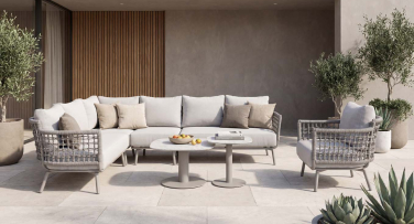 Luxusní venkoví sedací souprava Liana7 Rope šedá taupe