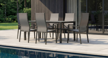 Luxusní zahradní jídelní souprava Acco6 s výsuvným stolem
