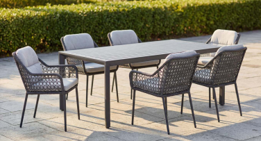 Luxusní zahradní jidelní souprava Weave6 pohodlná zahradní křesla lano