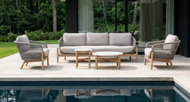 Luxusní zahradní sedací set v kombinaci rope a dřeva