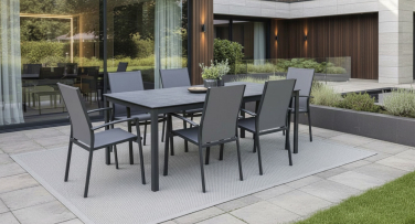 Luxusní zahradní jídelní souprava Acco6 s výsuvným stolem