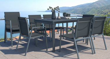 Zahradní křesla a zahradní rozkládací stůl pro 8 osob Mareil 8