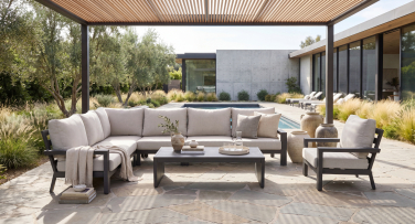 Luxusní hliníková rohová sedací souprava na Vaši zahradu či terasu s vyskou zádovou opěrkou