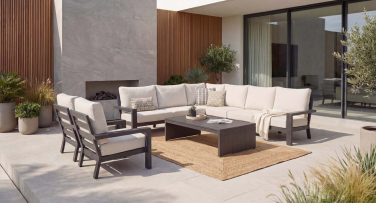 Luxusní zahradní nábytek Venue8 rohová sedacka hliníkova potah olefin velká