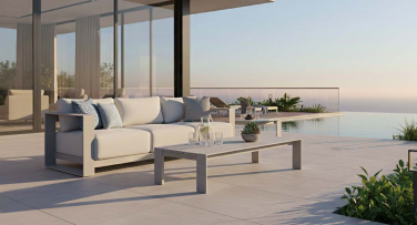 Mimořádně pohodlná zahradní pohovka s konferenčním stolkem v šedé taupe Sonoma3