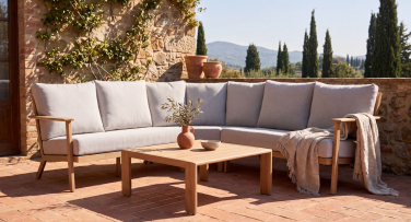 Zahradní sedací souprava Lignum5 Corner Woodlook hliníková v dokonalém designu dřeva