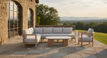 Luxusní zahradní rohová dřevěná sedací souprava Villea6